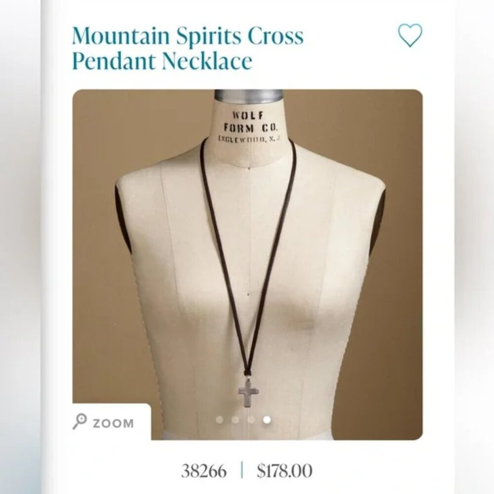 Sundance  Peyote Birds Mountain Spirits Silver Cross Necklace Leather
